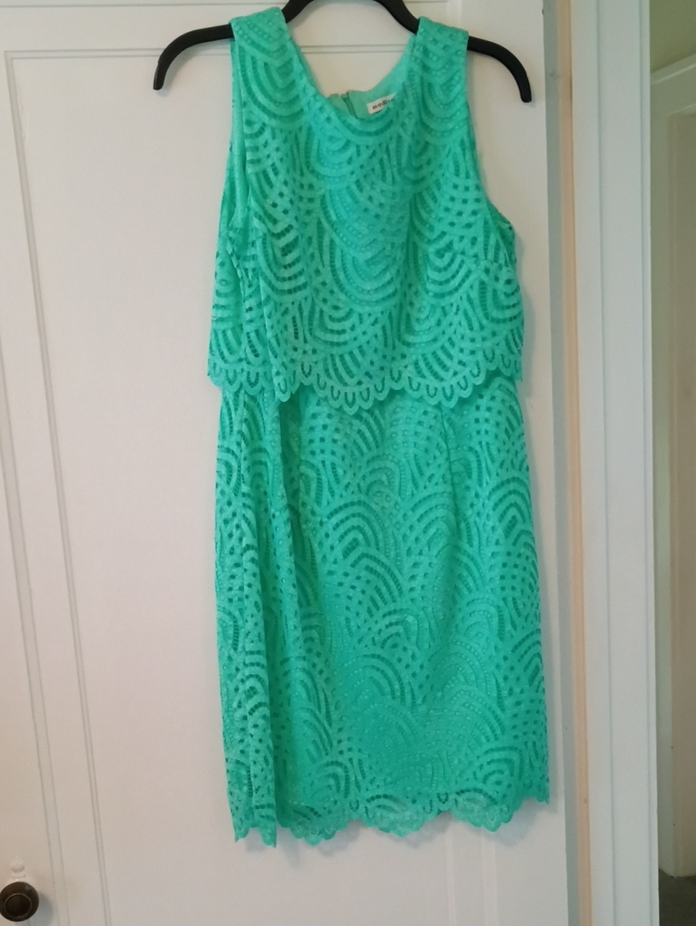 madison leigh Mint Lace Overlay Sleeveless Mini Dress